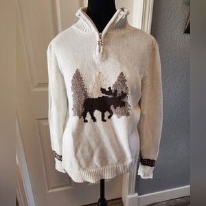 Vintage Cream Moose Sweater